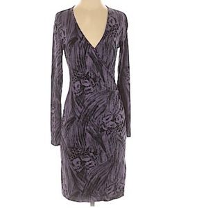 Banana Republic Floral Geometric Petite Long Sleeve Wrap Dress Size XS